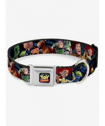 Disney Pixar Toy Story Characters Running Denim Rays Seatbelt Buckle Dog Collar $11.95 Pet Collars