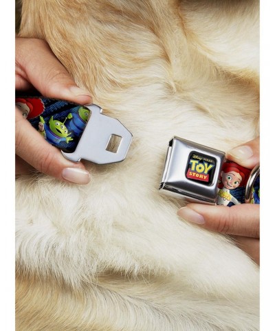 Disney Pixar Toy Story Characters Running Denim Rays Seatbelt Buckle Dog Collar $11.95 Pet Collars