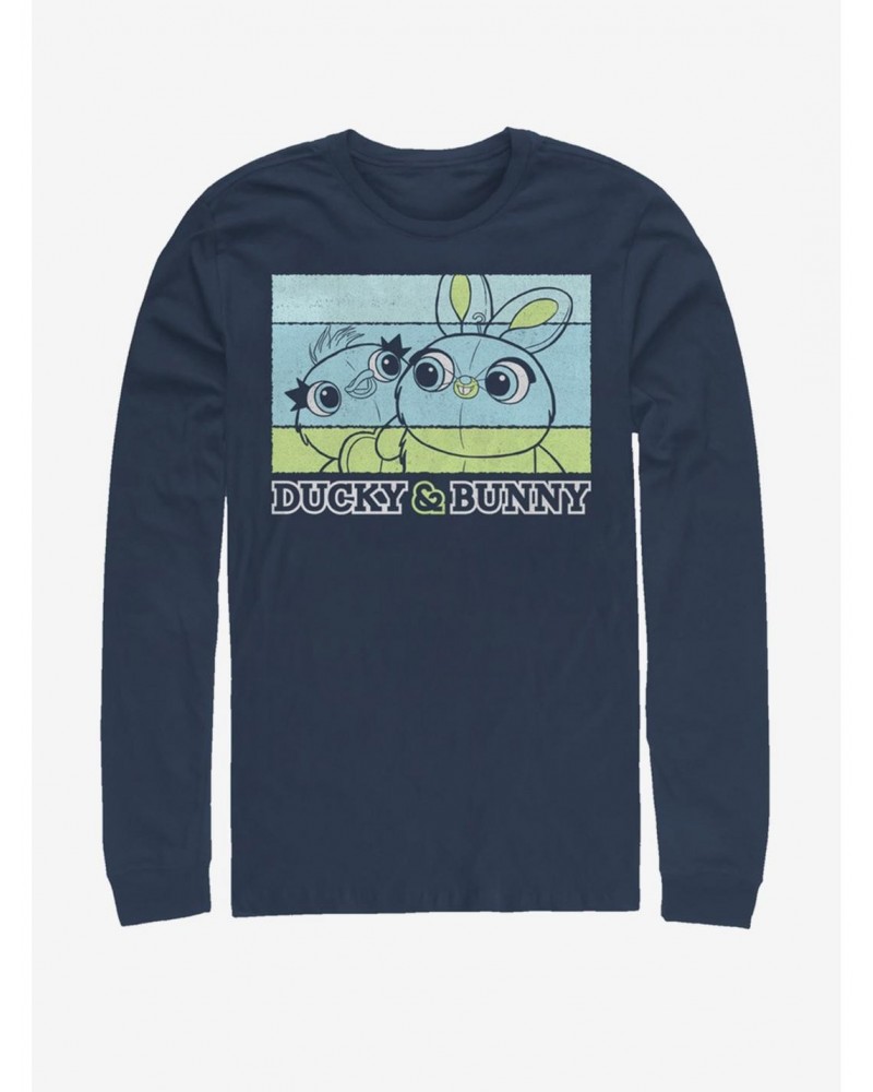 Disney Pixar Toy Story 4 Ducky And Bunny Navy Blue Long-Sleeve T-Shirt $6.91 T-Shirts