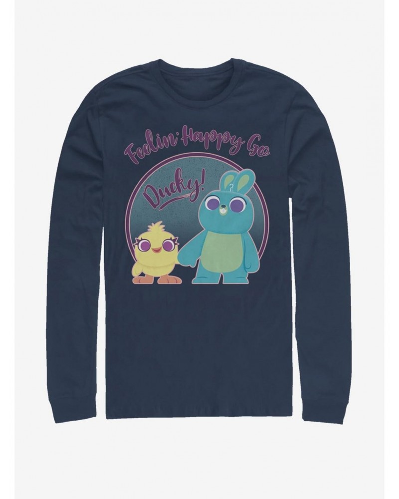 Disney Pixar Toy Story 4 Ducky Bunny Pastel Navy Blue Long-Sleeve T-Shirt $10.59 T-Shirts