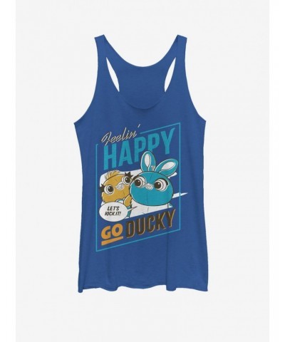 Disney Pixar Toy Story 4 Happy Go Ducky Girls Royal Blue Heathered Tank Top $7.80 Tops