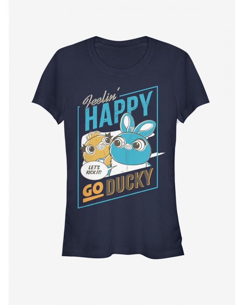 Disney Pixar Toy Story 4 Happy Go Ducky Girls Navy Blue T-Shirt $5.58 T-Shirts