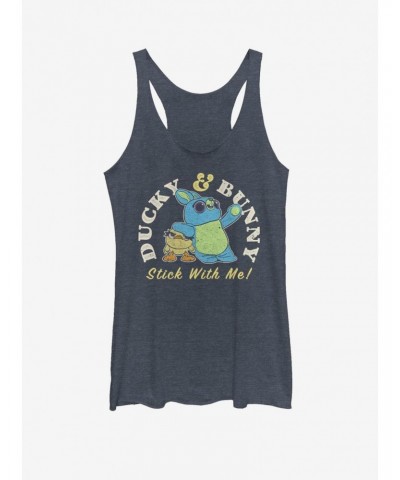 Disney Pixar Toy Story 4 Ducky And Bunny Brand Girls Navy Blue Heathered Tank Top $7.07 Tops