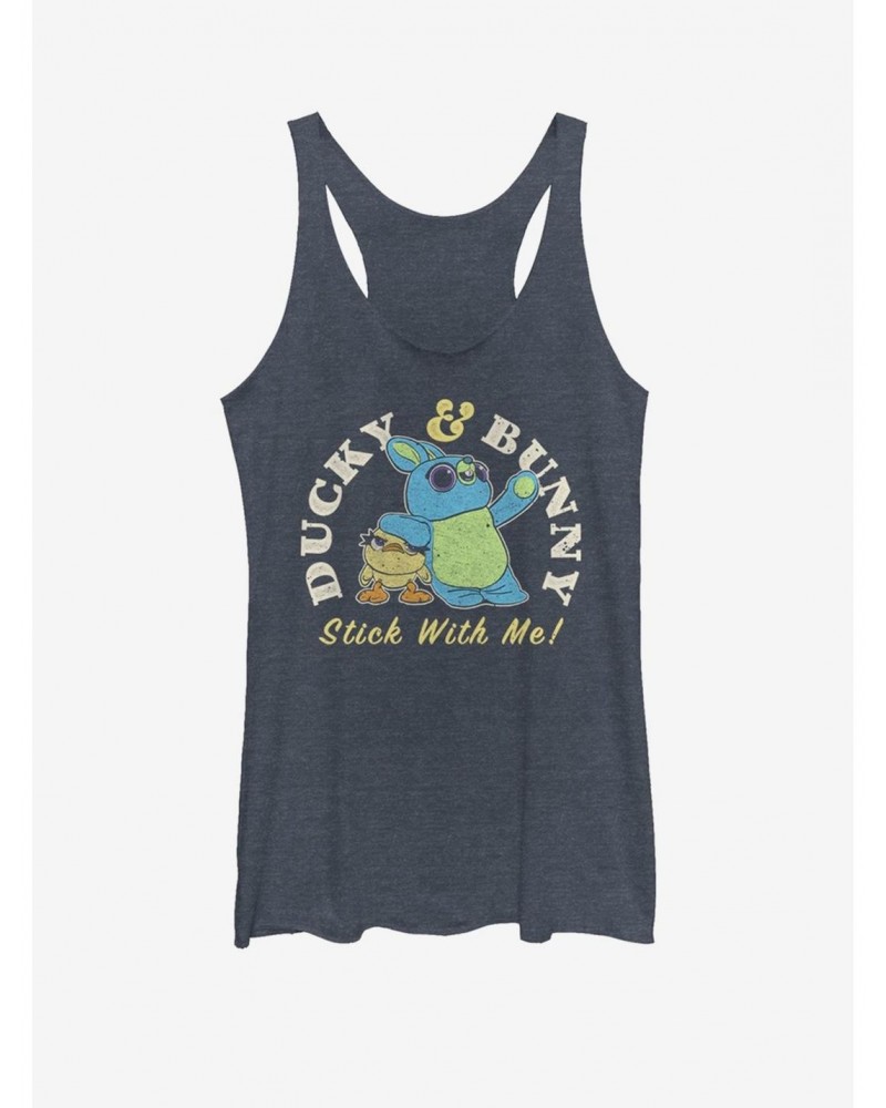 Disney Pixar Toy Story 4 Ducky And Bunny Brand Girls Navy Blue Heathered Tank Top $7.07 Tops